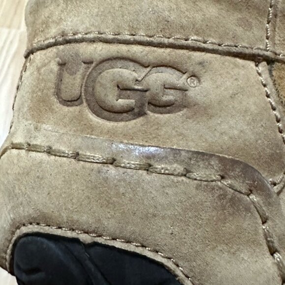 UGG Ascot Distressed Tan Leather Loafers with Cream Lining - Size 16 main image 6